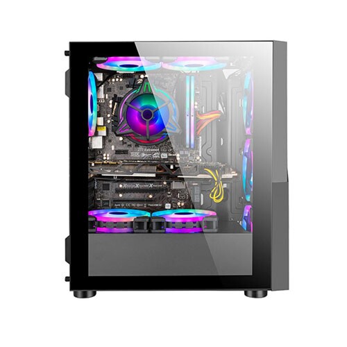 GOLDEN FIELD 1091B TEMPERED GLASS MID TOWER GAMING CASE1